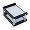 Dacasso Classic Black Leather Double Side-Load Letter Trays with Silver Posts AG-1073 - alternate 1